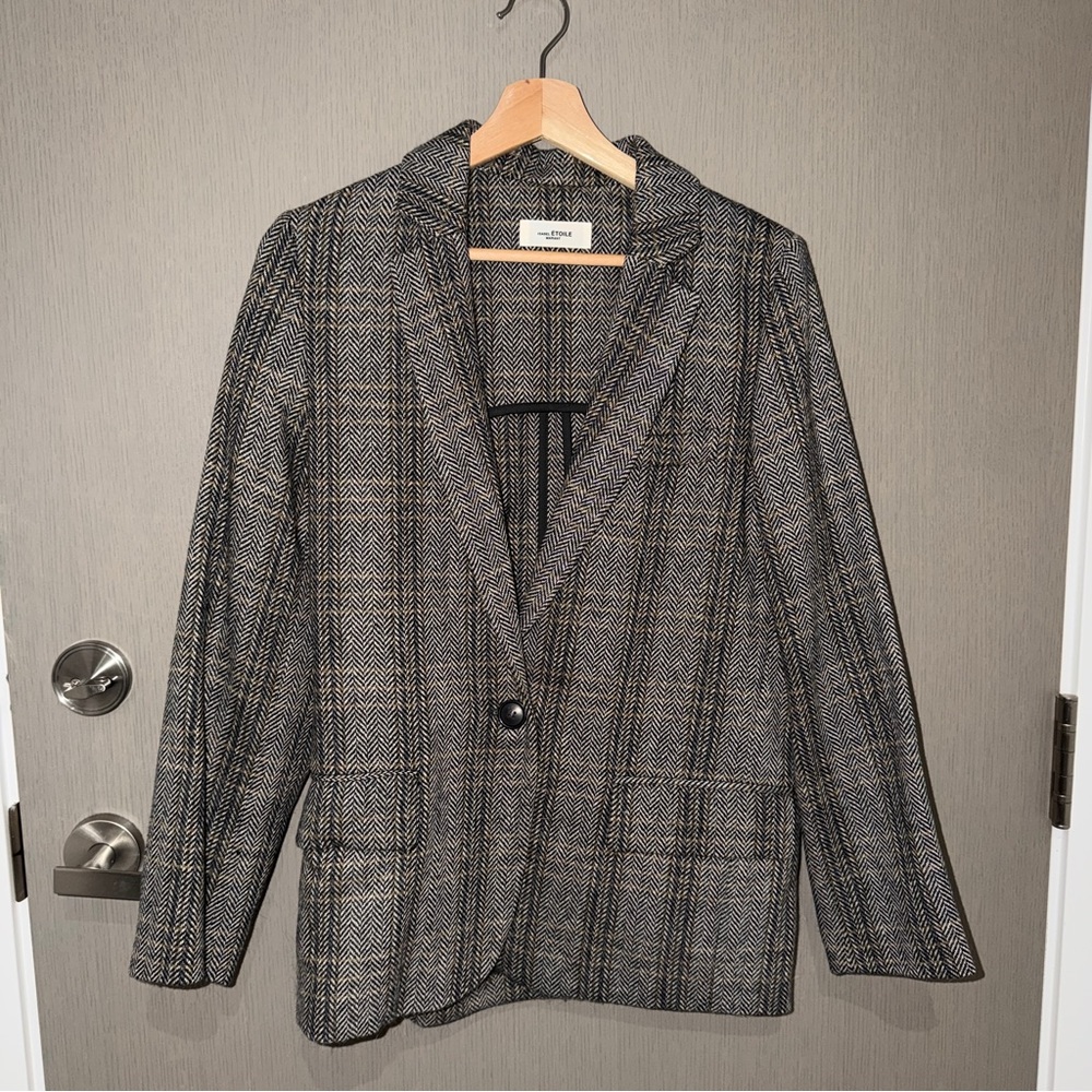 Classic Herringbone Blazer in Gray by Isabel Etoile Marant